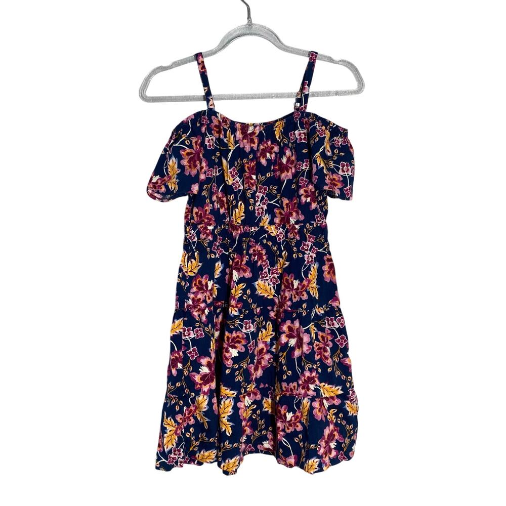 Old Navy Girls Blue Floral Dress Sz L Boho Fairy Cottagecore Garden Casual